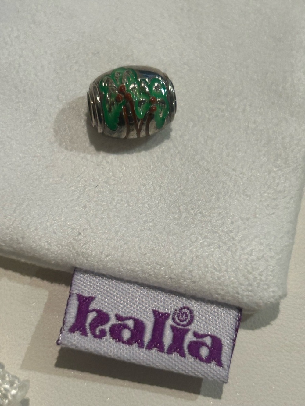 Pandora-style "Tropical Palm" Bead Charm - Sterling Silver & Green